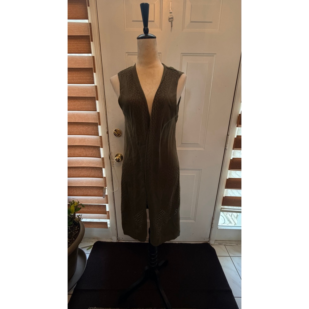 Women's EST. 1946 Olive Green Fringe Vest M